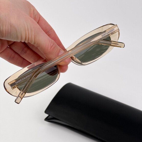 Saint Laurent SL557 SHADE 004 Women’s Sunglasses – Transparent Nude / Grey Oval main image 10